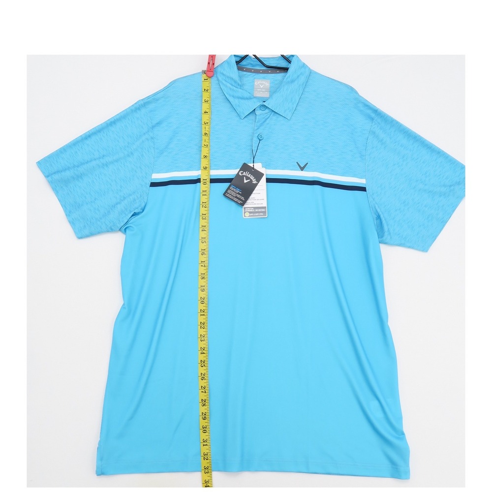 Callaway Mens Opti-Dri Golf Polo Shirt Blue Striped Performance UPF 50 Size LT - Picture 9 of 11